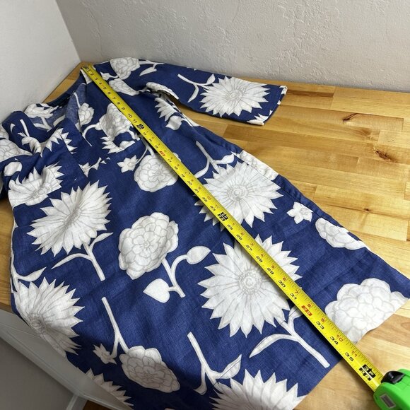 BODEN 100% Linen Blue Floral 3/4 Sleeve Tunic Knee Length Dress Size‎ UK 8 US 4 - Picture 14 of 14